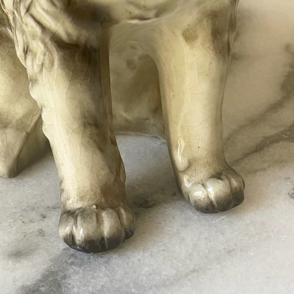 Vintage Fluffy Grey Kitty Cat Porcelain Figurine Statue Amber Eyes Grannycore - Picture 7 of 8